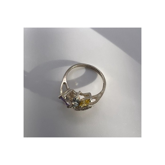 925 Sterling Silver & Multicolor CZ Ring Size 7.5