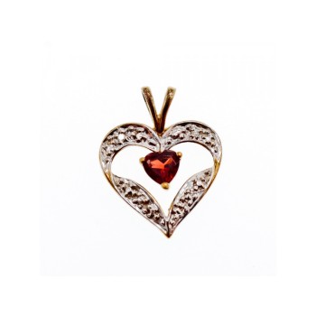10K YELLOW & WHITE GOLD GARNET 