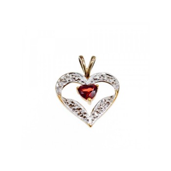 10K YELLOW & WHITE GOLD GARNET 