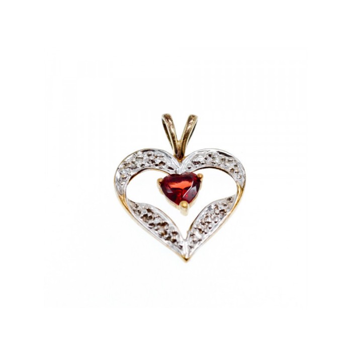 10K YELLOW & WHITE GOLD GARNET 