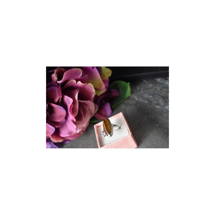 925 Sterling Silver Tiger's Eye Ring Size 8