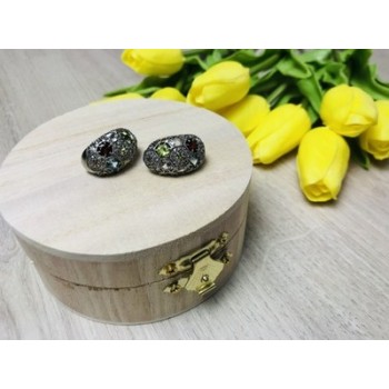 925 Sterling Silver Multi Gemstones Stud Earrings