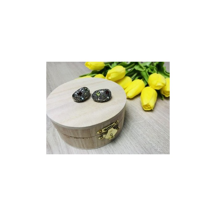 925 Sterling Silver Multi Gemstones Stud Earrings