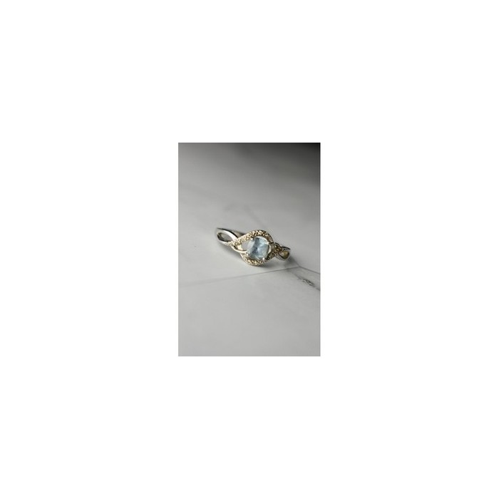 925 Sterling Silver Blue Spinel & CZ Ring Size 9