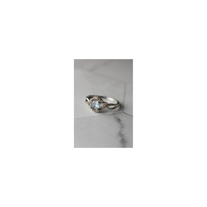 925 Sterling Silver Blue Spinel & CZ Ring Size 9