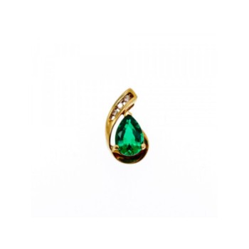 10K YELLOW GOLD EMERALD & SAPPHIRES PENDANT