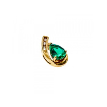 10K YELLOW GOLD EMERALD & SAPPHIRES PENDANT
