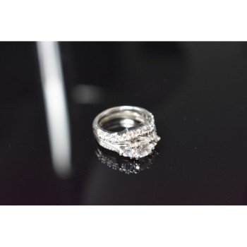 925 Sterling Silver CZ Double Ring Size 6.5