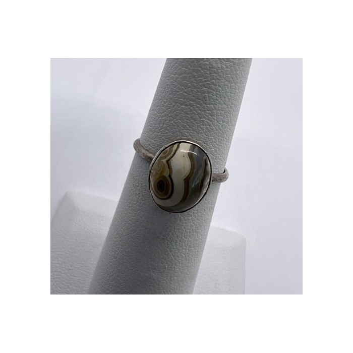 925 Sterling Silver & Agate Ring Size 4