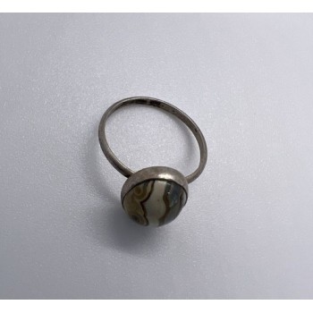 925 Sterling Silver & Agate Ring Size 4