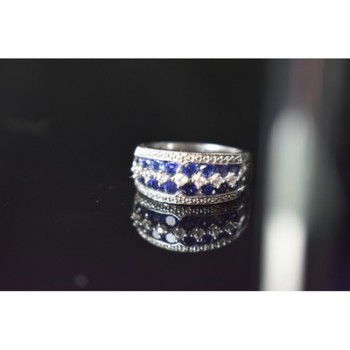 925 Sterling Silver London Blue & White Topaz Ring Size 6.5