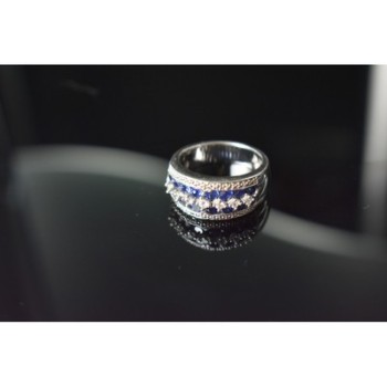 925 Sterling Silver London Blue & White Topaz Ring Size 6.5