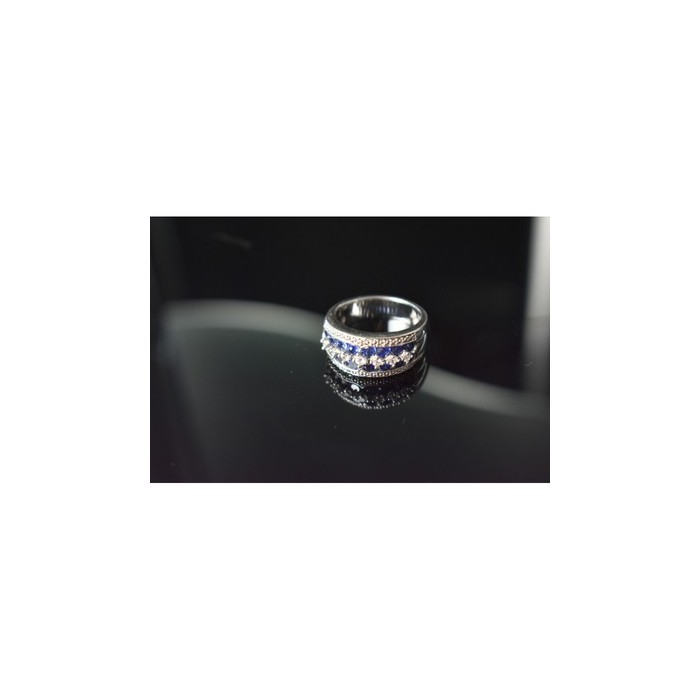 925 Sterling Silver London Blue & White Topaz Ring Size 6.5