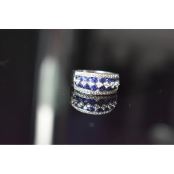 925 Sterling Silver London Blue & White Topaz Ring Size 6.5