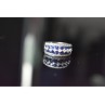 925 Sterling Silver London Blue & White Topaz Ring Size 6.5