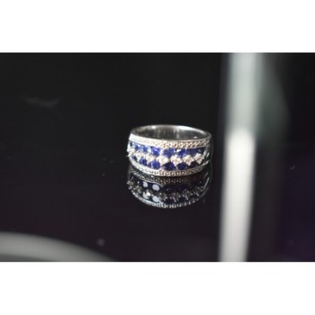 925 Sterling Silver London Blue & White Topaz Ring Size 6.5
