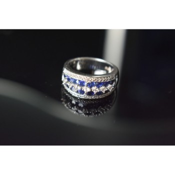 925 Sterling Silver London Blue & White Topaz Ring Size 6.5