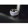 925 Sterling Silver London Blue & White Topaz Ring Size 6.5