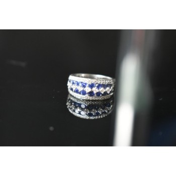 925 Sterling Silver London Blue & White Topaz Ring Size 6.5