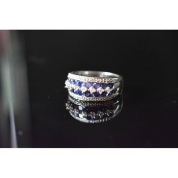 925 Sterling Silver London Blue & White Topaz Ring Size 6.5