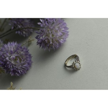 VINTAGE 925 STERLING SILVER OPAL & QUARTZ RING SIZE 5.5