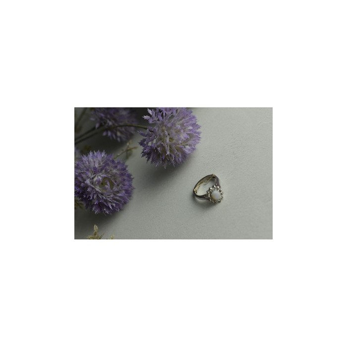 VINTAGE 925 STERLING SILVER OPAL & QUARTZ RING SIZE 5.5