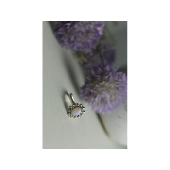 VINTAGE 925 STERLING SILVER OPAL & QUARTZ RING SIZE 5.5