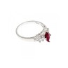 925 Sterling Silver Rubellite & CZ Ring Size 9