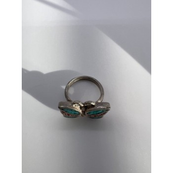 925 Sterling Silver & Opal Butterfly Ring Size 4.5
