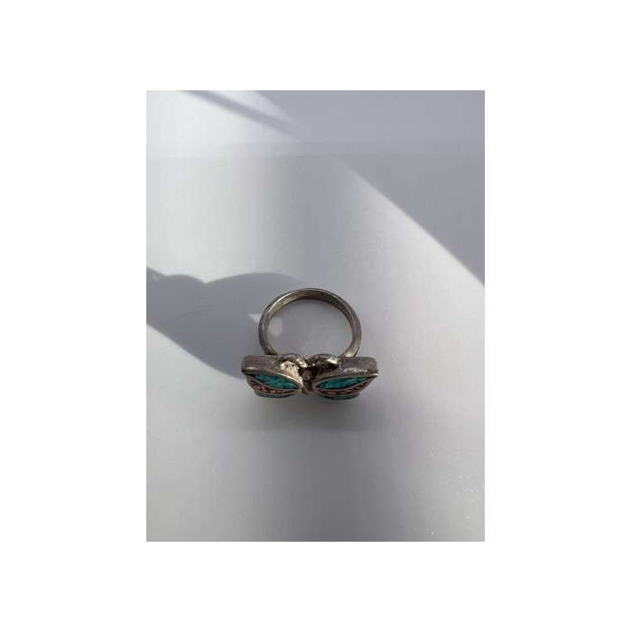 925 Sterling Silver & Opal Butterfly Ring Size 4.5
