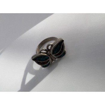 925 Sterling Silver & Opal Butterfly Ring Size 4.5