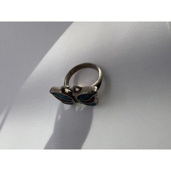 925 Sterling Silver & Opal Butterfly Ring Size 4.5