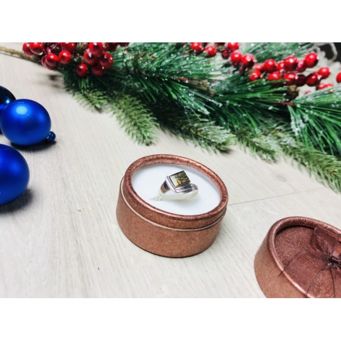 925 Sterling Silver Opal Mosaic Ring Size 8