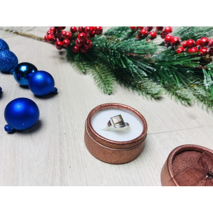 925 Sterling Silver Opal Mosaic Ring Size 8