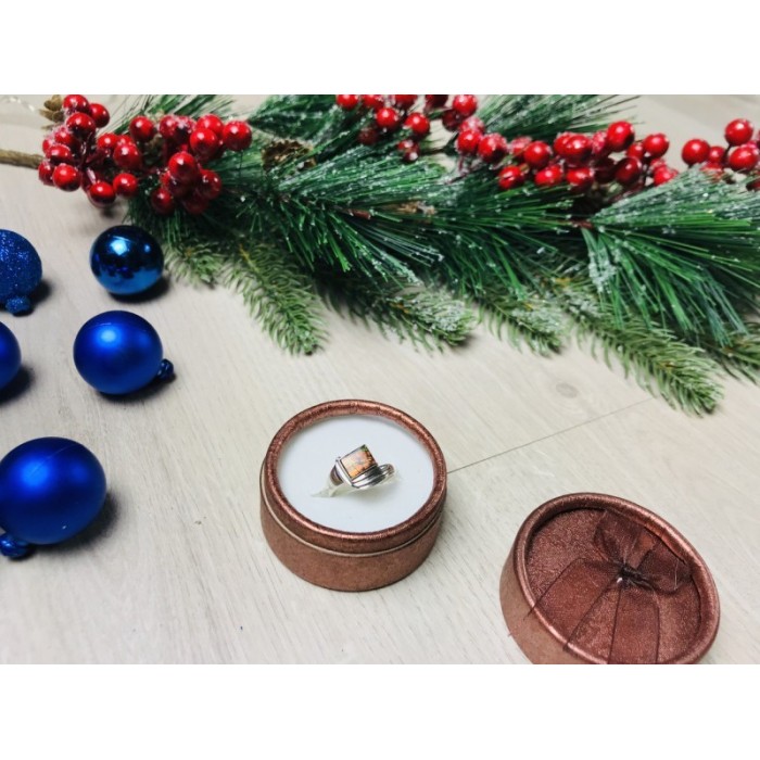 925 Sterling Silver Opal Mosaic Ring Size 8