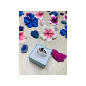 925 Sterling Silver Dark Blue Spinel Ring Size 6.5