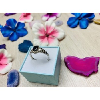 925 Sterling Silver Dark Blue Spinel Ring Size 6.5