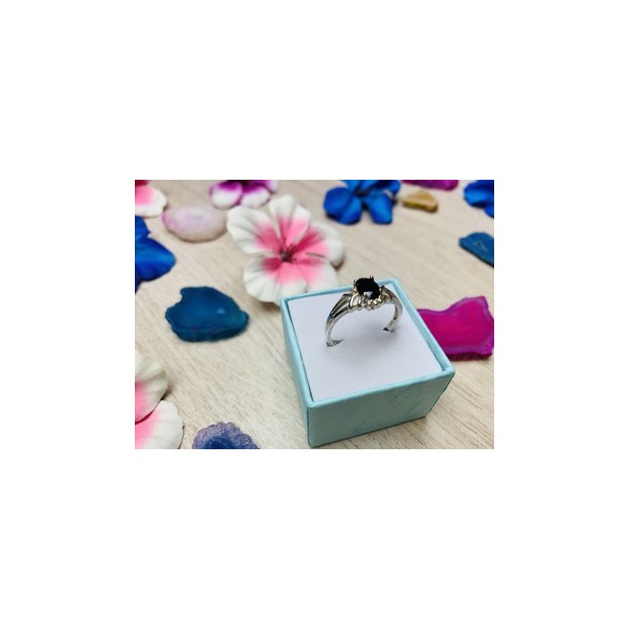 925 Sterling Silver Dark Blue Spinel Ring Size 6.5