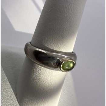 925 Sterling Silver & Green Agate Ring Size 8