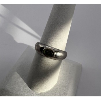 925 Sterling Silver & Green Agate Ring Size 8