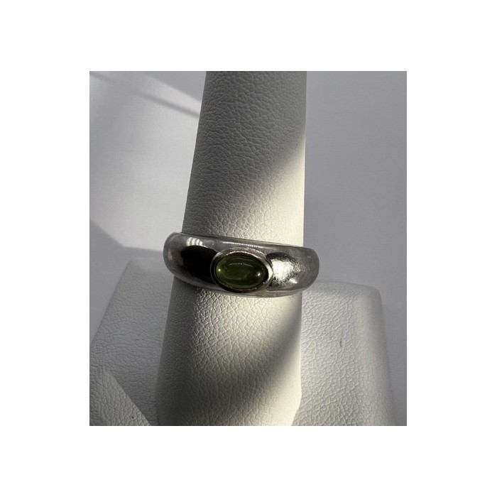 925 Sterling Silver & Green Agate Ring Size 8