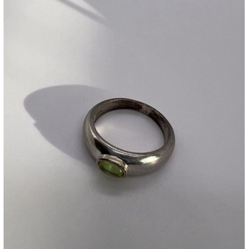 925 Sterling Silver & Green Agate Ring Size 8