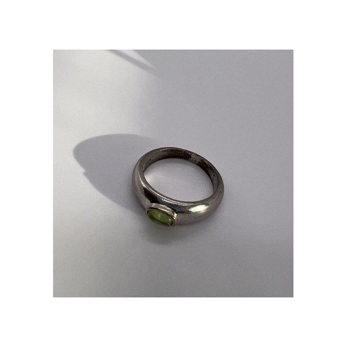925 Sterling Silver & Green Agate Ring Size 8