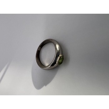 925 Sterling Silver & Green Agate Ring Size 8