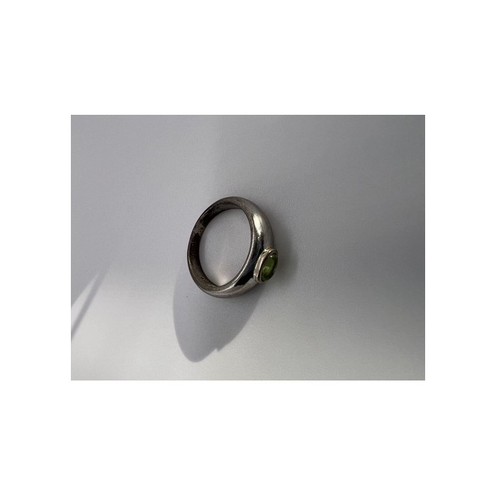 925 Sterling Silver & Green Agate Ring Size 8