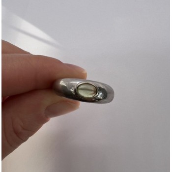 925 Sterling Silver & Green Agate Ring Size 8