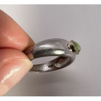 925 Sterling Silver & Green Agate Ring Size 8