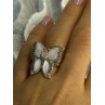 925 Sterling Silver Pink Abalone & Marcasite Butterfly Ring Size 7
