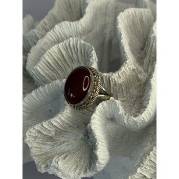 Vintage 925 Sterling Silver Agate Ring Size 8