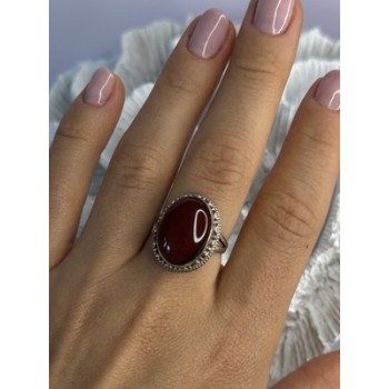 Vintage 925 Sterling Silver Agate Ring Size 8